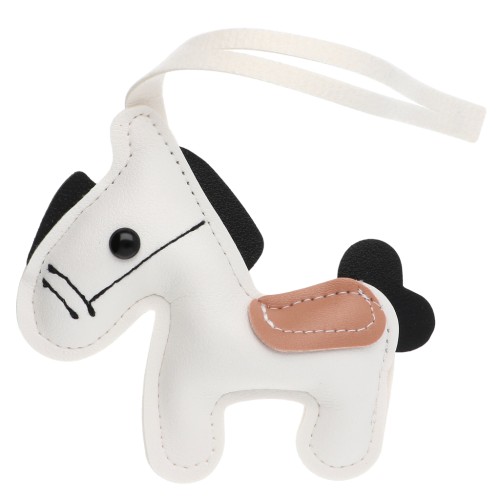 Colgante de poni de 11 x 9,5 cm para adorno de bolso - PU - Blanco/Negro x1