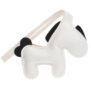 Colgante de poni de 11 x 9,5 cm para adorno de bolso - PU - Blanco/Negro x1