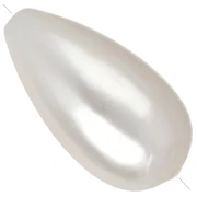 Cuenta en forma de gota, 29,5 x 16 mm, imitación de perla de agua dulce - Color crema nacarado, 1 unidad