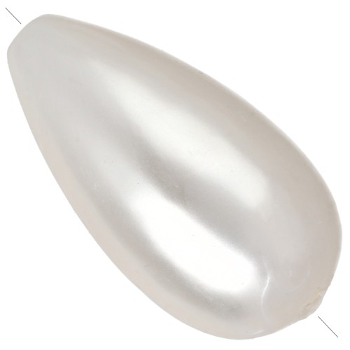 Cuenta en forma de gota, 29,5 x 16 mm, imitación de perla de agua dulce - Color crema nacarado, 1 unidad