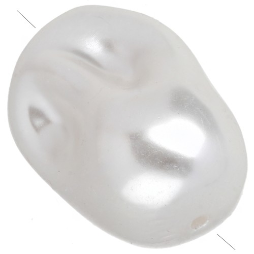 Cuenta irregular de 26 x 18 mm, imitación de perla de agua dulce - Blanco nacarado x1
