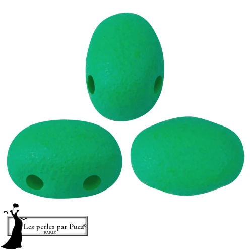 Cuentas de cristal Samos® de Puca® 5x7 mm - Verde oscuro neón x10 g