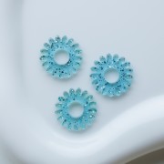 Colgante de flor de margarita de 20 mm, acrílico transparente - Azul grisáceo - Con purpurina x1