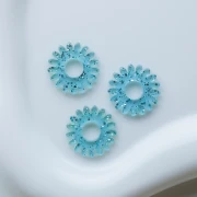 Colgante de flor de margarita de 20 mm, acrílico transparente - Azul grisáceo - Con purpurina x1