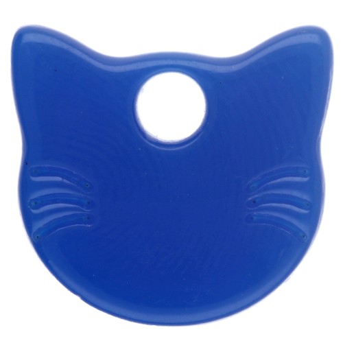 Dije con forma de cabeza de gato, 14,5 x 15,5 mm, de acrílico transparente - Azul real x1