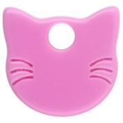Rosa - Dije con forma de cabeza de gato, 14,5 x 15,5 mm, de acrílico opaco - Rosa x1 Dije con forma de cabeza de gato, 14,5 x 15,5 mm, de acrílico opaco - Rosa x1