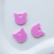 Dije con forma de cabeza de gato, 14,5 x 15,5 mm, de acrílico opaco - Rosa x1