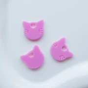 Dije con forma de cabeza de gato, 14,5 x 15,5 mm, de acrílico opaco - Rosa x1