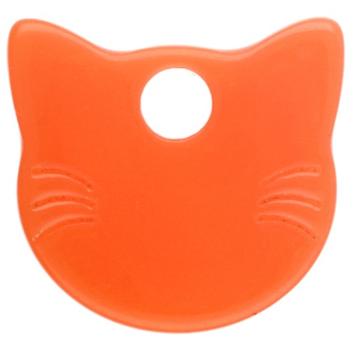 Dije con forma de cabeza de gato, 14,5 x 15,5 mm, de acrílico translúcido - Naranja x1