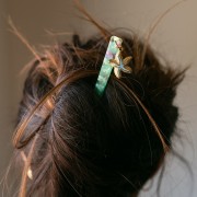 Horquilla para el pelo de 170 x 9 mm con agujero, diseño «caparazón de tortuga» - Violeta - Rosa - Beige nacarado