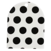 Colgante con forma de arco de 25 x 20 mm de acetato - diseño de lunares - Blanco - Negro x1
