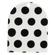 Colgante con forma de arco de 25 x 20 mm de acetato - diseño de lunares - Blanco - Negro x1