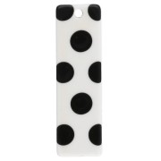 Colgante rectangular de 27 x 8 mm de acetato - con diseño de lunares - Blanco - Negro x1