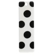 Colgante rectangular de 27 x 8 mm de acetato - con diseño de lunares - Blanco - Negro x1