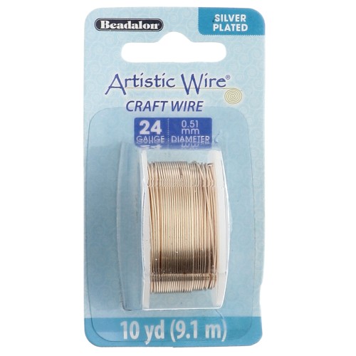Hilo de cobre Artistic Wire de 0,51 mm - Chapado en plata dorada anti-oxidación, 9,1 m