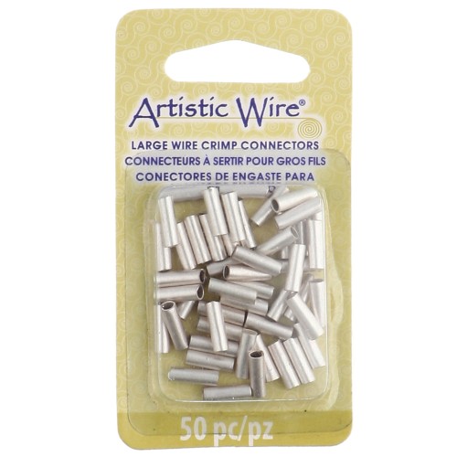 Tubos conectores de engaste para cables gruesos de 2,05 mm, plateados y resistentes al deslustre, paquete de 50 unidades