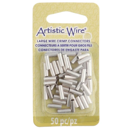 Tubos conectores de engaste para cables gruesos de 2,05 mm, plateados y resistentes al deslustre x50