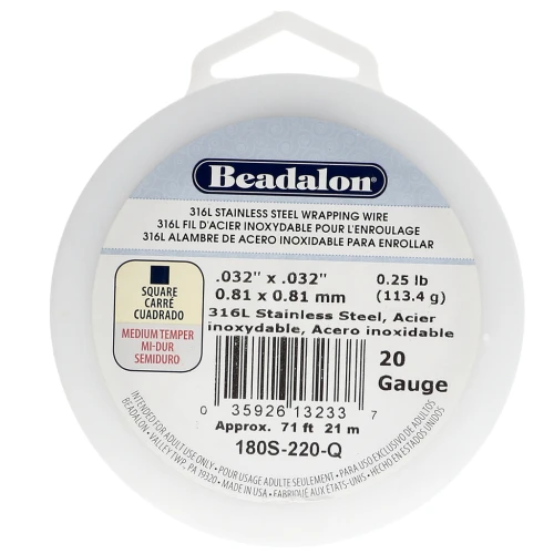 Hilo cuadrado de 0,81 mm - Acero inoxidable 316L x 21 m