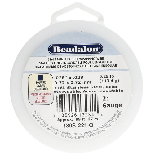 Hilo cuadrado de 0,72 mm - Acero inoxidable 316L x 27 m