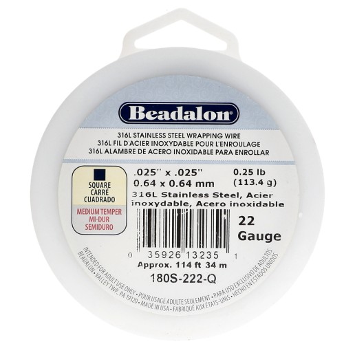 Hilo cuadrado de 0,64 mm - Acero inoxidable 316L x 34 m