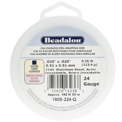 Hilo cuadrado de 0,51 mm - Acero inoxidable 316L x 55 m