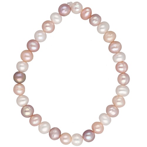 Pulsera elástica de 17 cm con cuentas naturales de agua dulce de 6,5 x 7 mm - Mezcla rosa x1