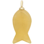 Colgante con forma de pez de 29 x 13 mm con un corazón de circonita y una piedra preciosa teñida - Jade amarillo x1