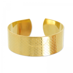 Base pulsera latón motivo escamas de pescado 20 mm dorado con oro fino x1