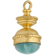 Colgante en forma de linterna, 27 x 14 mm, piedra preciosa - Amazonita - Dorado en oro fino x1