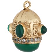 Colgante étnico de 21 x 17 mm con circonitas y piedra preciosa teñida - Dorado en oro fino - Ónix verde