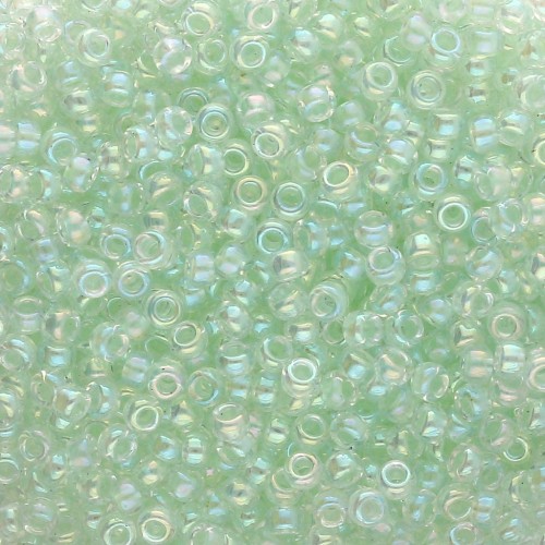 Cuentas Rocalla Miyuki 11/0 271 - Verde menta claro con cristal AB rayado x 8 g