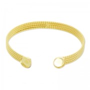 Pulsera latón con 2 engastes para cabochones redondos 8 mm Dorado con oro fin x1|raw }}