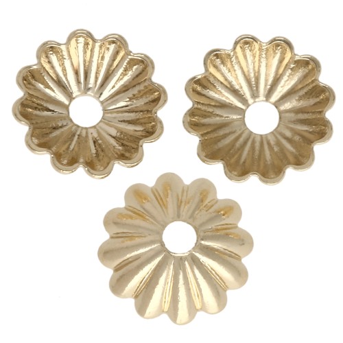 Cápsulas con forma de flor de 6 mm - Chapado en oro de 3 micras x4