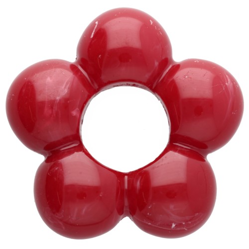Colgante de flor de 28 mm con pétalos en forma de bolitas de resina - Efecto marmolado rojo x1