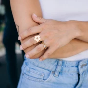 Anillo ajustable de dos filas con óxido de circonio - Tallas 48 a 58 - Acero inoxidable 304 Dorado
