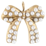 Dije con forma de lazo de 20 x 19 mm con cuentas de ABS - Acero inoxidable 316 Dorado x1