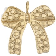 Dije con forma de lazo de 20 x 19 mm con cuentas de ABS - Acero inoxidable 316 Dorado x1
