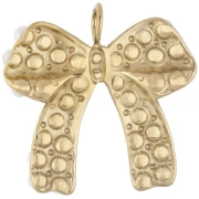 Dije con forma de lazo de 20 x 19 mm con cuentas de ABS - Acero inoxidable 316 Dorado x1
