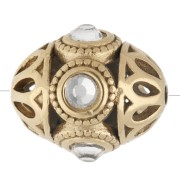 Crystal - Cuenta étnica de 11 x 13 mm con strass - Acero inoxidable 316 dorado - Cristal x 1 Cuenta étnica de 11 x 13 mm con strass - Acero inoxidable 316 dorado - Cristal x 1