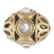 Cuenta étnica de 11 x 13 mm con strass - Acero inoxidable 316 dorado - Cristal x 1