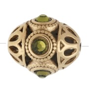 Verde claro - Cuenta étnica de 11 x 13 mm con strass - Acero inoxidable 316 dorado - Verde claro x 1 Cuenta étnica de 11 x 13 mm con strass - Acero inoxidable 316 dorado - Verde claro x 1