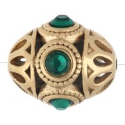 Esmeralda - Cuenta étnica de 11 x 13 mm con strass - Acero inoxidable 316 dorado - Esmeralda x 1 Cuenta étnica de 11 x 13 mm con strass - Acero inoxidable 316 dorado - Esmeralda x 1