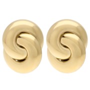 Pendientes con diseño de lazo, 32 x 25 mm - Acero inoxidable 304 Dorado, 2 unidades