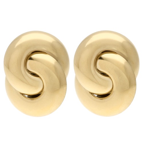 Pendientes con diseño de lazo, 32 x 25 mm - Acero inoxidable 304 Dorado, 2 unidades