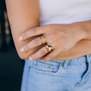 Anillo con forma de corazón abombado - Talla 54 - Acero inoxidable 304 Dorado x1