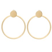 Pendientes redondos con círculo hueco de 41 x 35 mm - Acero inoxidable 304 Dorado (2 unidades)