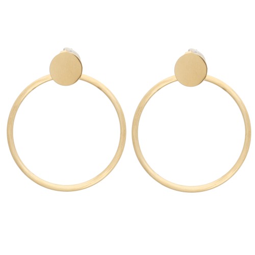 Pendientes redondos con círculo hueco de 41 x 35 mm - Acero inoxidable 304 Dorado (2 unidades)