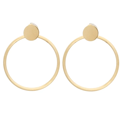 Pendientes redondos con círculo hueco de 41 x 35 mm - Acero inoxidable 304 Dorado x2