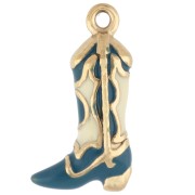 Dije «Santiag» 16,5 x 9 mm - Resina epoxi - Acero inoxidable 316 Dorado - Azul x 1