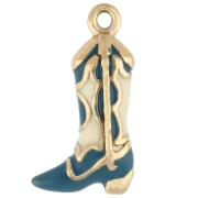 Dije «Santiag» 16,5 x 9 mm - Resina epoxi - Acero inoxidable 316 Dorado - Azul x 1